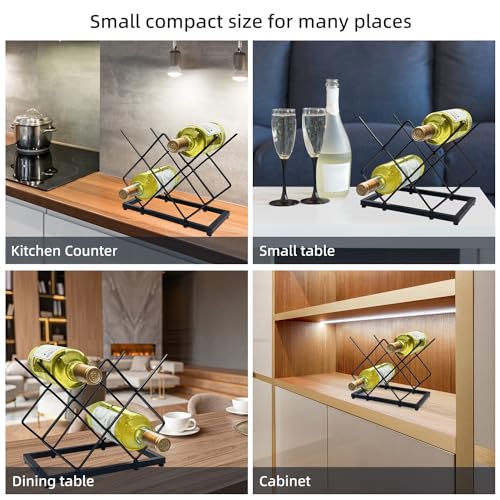 MCSAPIL 5-Bottle Countertop Wine Rack, Modern Black Metal Wine Holder