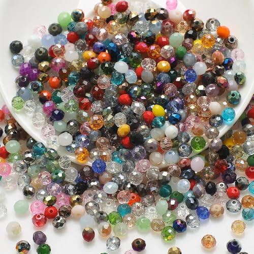 415pcs Mixed Crystal Glass Beads for DIY Jewelry Making - 2mm to 8mm