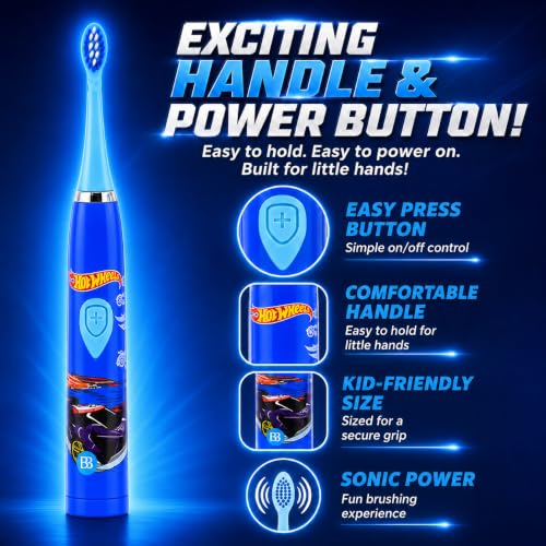 Brush Buddies Hot Wheels Battery Powered Sonic Electric Kids Toothbrush