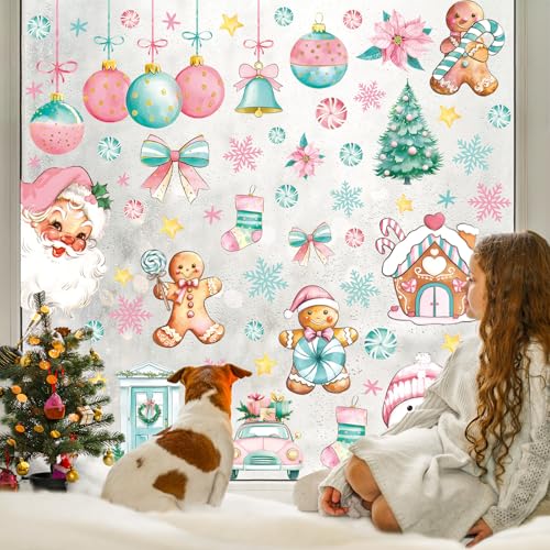 Christmas Window Clings Set - 9 Sheets Holiday Reusable Stickers for Windows, Mirrors & Glass Decor