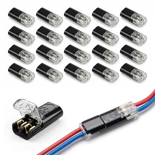 2 Pin Low Voltage LED Strip Connectors - 20Pcs with Locking Buckle