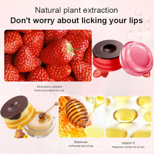 FYEBOO Strawberry & Honey Lip Mask - 2PCS Moisturizing Propolis Lip Balm