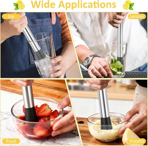 Okxiri Stainless Steel Cocktail Muddler Set - 3 Sizes for Drinks & Mojitos