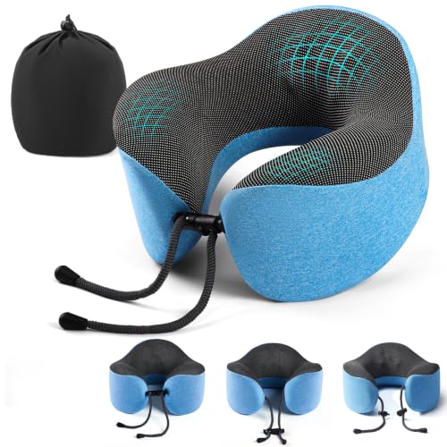 Ergonomic Memory Foam Travel Neck Pillow - Light Blue