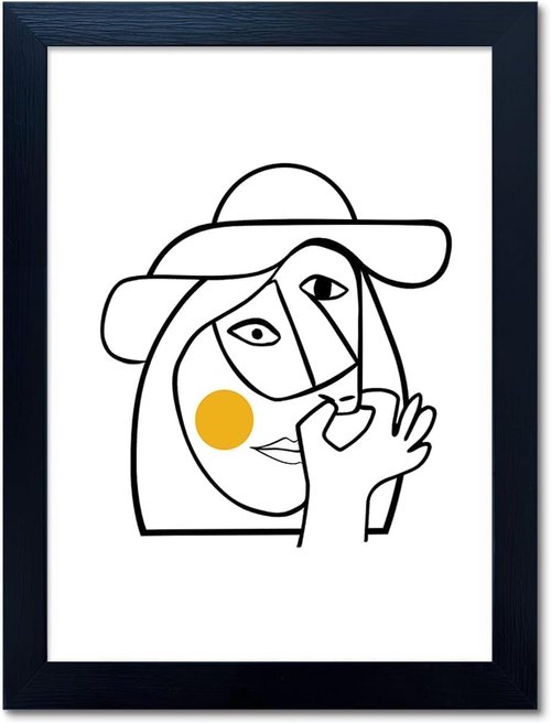 Funny Bathroom Wall Art - Black Framed Humor Print | Picasso-Style Canvas for Guest Bathroom (10L x 8W)