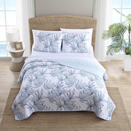Tommy Bahama - King Quilt Set, Reversible Cotton Bedding with Matching Shams, Medium Weight, Oeko-Tex Certified (Kayo Blue)