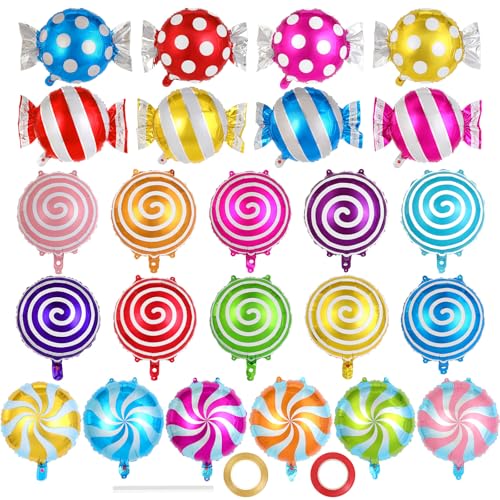 18 Inch Lollipop Candy Balloons - 24 Pcs Foil Balloons for Parties