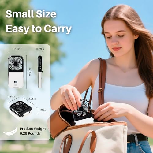 3000mAh Portable 5-in-1 Handheld Neck Fan with Digital Display - Black & White
