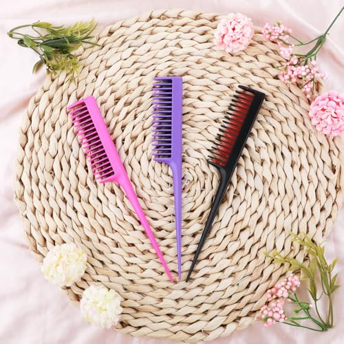 JJUNW 3-Row Hair Teasing Comb Set Professional Volume Backcombing Tools