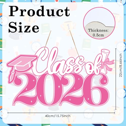 Class of 2026 Graduation Wooden Signs & Photo Booth Props Set
