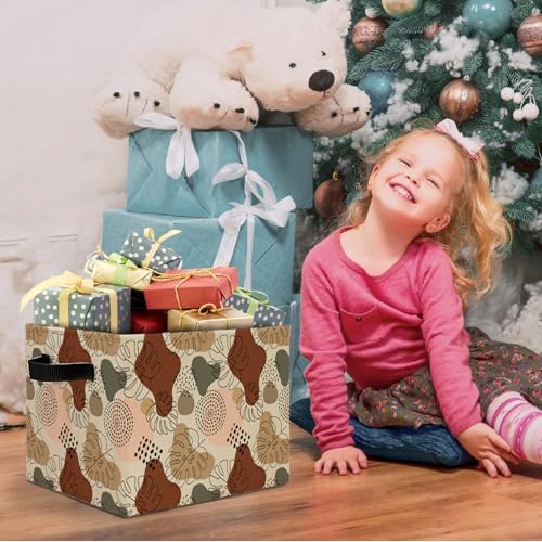 Boho Storage Basket with Handles - Collapsible Laundry Organizer
