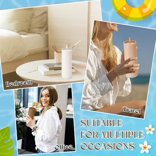 16 oz Coffee Color Skinny Tumblers Bulk with Lid & Straw - Variation of THIS listing 16
