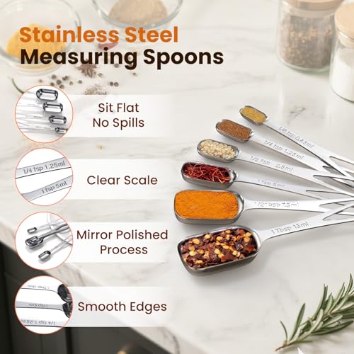 Stainless Steel Measuring Spoons Set - 6PCS for Precise Cooking