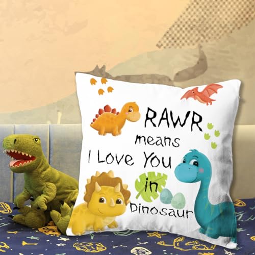 Dinosaur Couple Pillow Cover | 18x18 Flannel Cushion Case