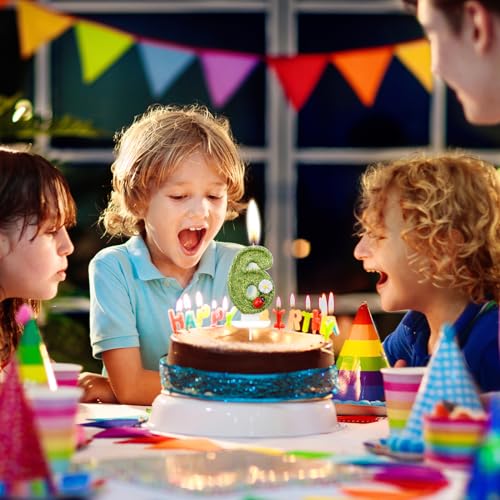 Green Ladybug Number 2 Birthday Candle with Daisy Decoration