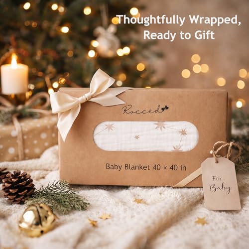 ROCCED Constellation Baby Blanket - Soft Cotton Muslin Swaddle 40x40