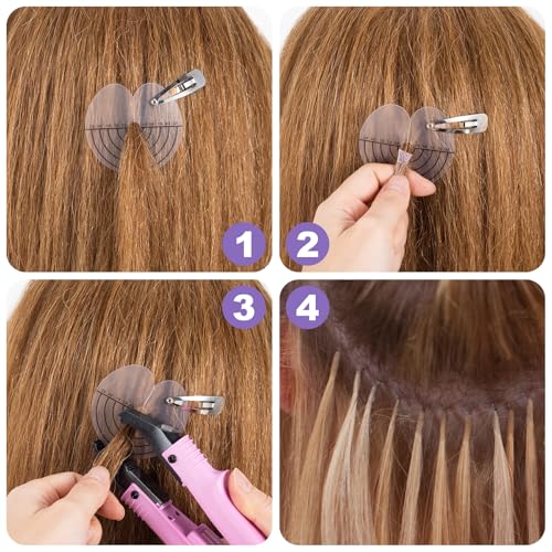 PAGOW 24pcs Heat Shield Guards for Hair Extensions, Clear PVC Fusion Glue Protector