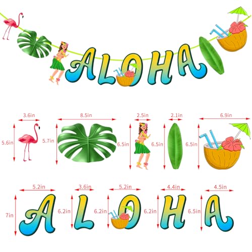 Aloha Banner Tropical Hawaiian Party Decoration Sign for Luau Summer Beach