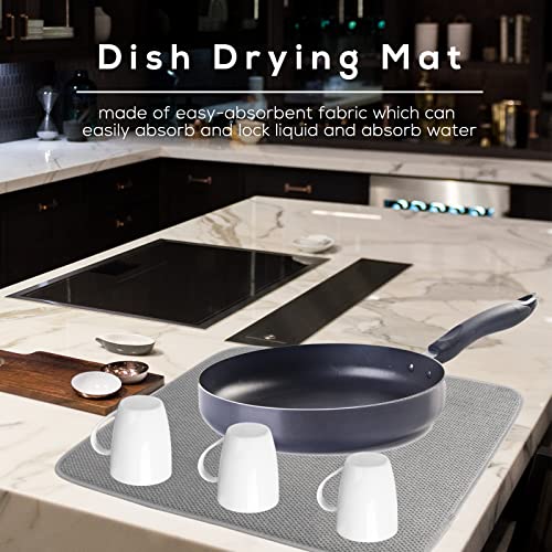 Meirrnyyu Microfiber Dish Drying Mat, 20x15 Inch Absorbent Pad - 2 Pack