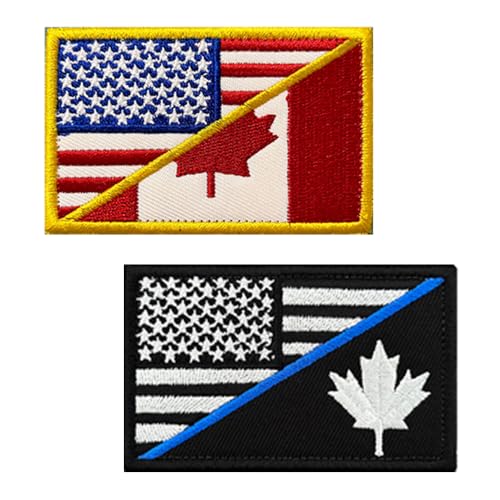 American Canadian Friendship Flag Embroidered Patch Hook and Loop