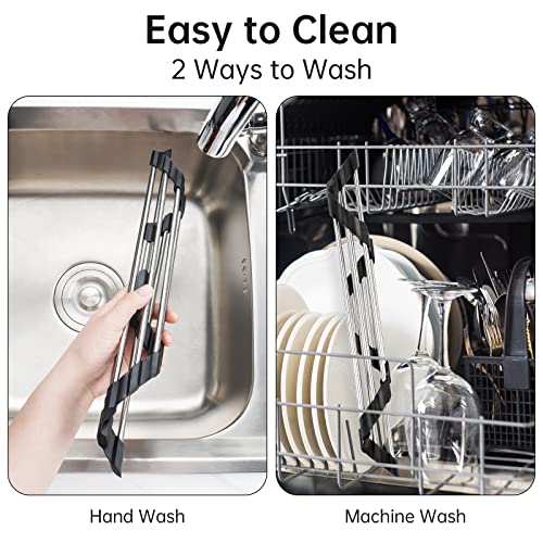 Tomorotec Triangle Roll-Up Dish Drying Rack - 304 Stainless Steel, Black