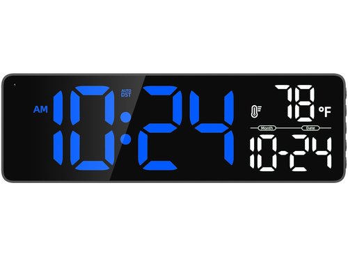Large LED Digital Wall Clock with Date, Temperature, Auto-Brightness, Auto-DST | Big Digital Clock for Bedroom, Desk, Classroom, Living Room, Kitchen, Office, Gym, Farmhouse, Xmas Gift for Seniors