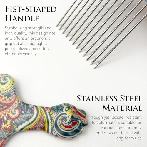 Zoolinn Stainless Steel Hair Pick Comb for Afro and Curly Hair