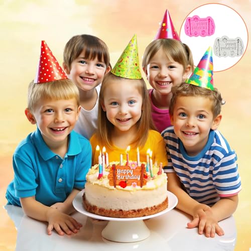 Happy Birthday Silicone Molds Set - 4 Pcs Letter Chocolate & Fondant Molds