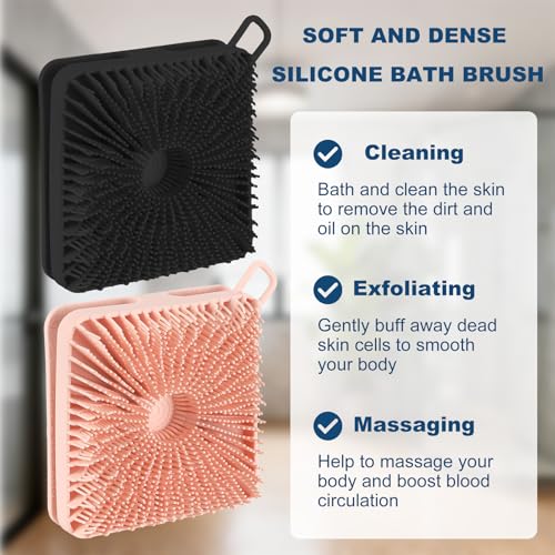 Silicone Body Scrubber 2-Pack Exfoliating Shower Loofah & Scalp Massager