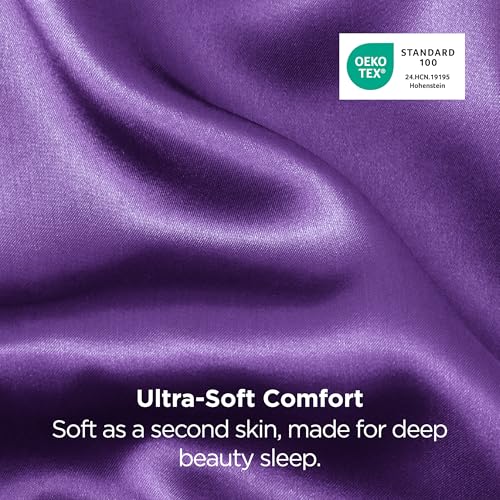 Bedsure King Satin Pillowcases Set of 2 - Purple, Hair & Skin Friendly