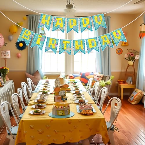 Pre-Strung Yellow Happy Birthday Banner - Ocean Theme Decorations