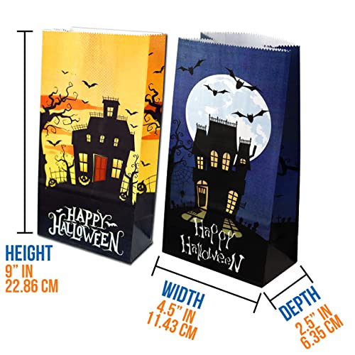 Halloween Treat Paper Bags - 40-Pack with Spooky Designs