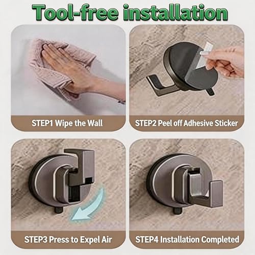 2 Pack Heavy Duty Vacuum Suction Hooks - 20 lbs No Drill Hooks (Gray)