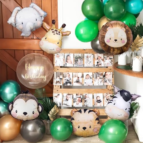 6 Pcs Small Animal Foil Balloons - Jungle Safari Birthday Party Decor