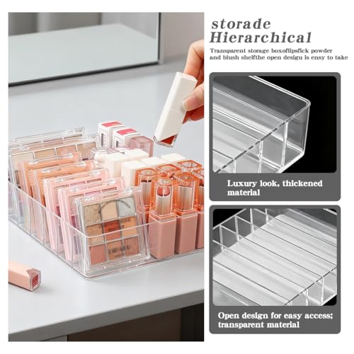 1-Pack Clear Acrylic Makeup Organizer for Eyeshadow & Lipstick