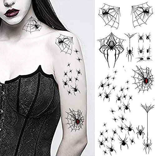 Spider Temporary Tattoos Web Gothic Face Makeup Stickers for Halloween