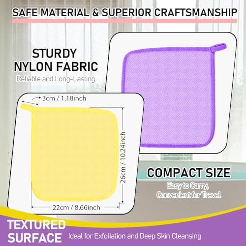 African Net Sponge Exfoliating Washcloths 6-Pack - Yellow, Pink, Purple