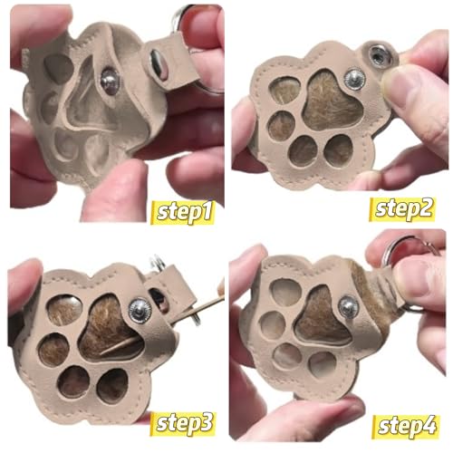 3 Pcs Paw Print Keychain Set for Pet Hair Keepsake Gift