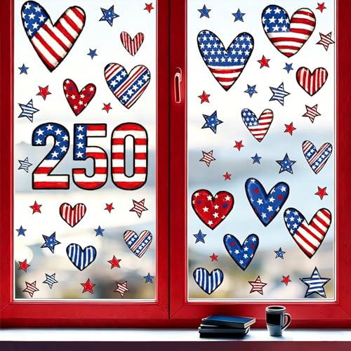 4th of July Patriotic Window Clings - 250th Anniversary Decor