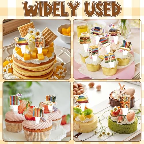 48Pcs Vintage Book-Themed Cupcake Toppers for Parties