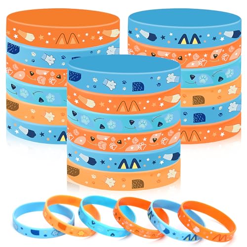 Blue Dog Theme Silicone Wristbands Set - 42 Pcs, Fun for Parties