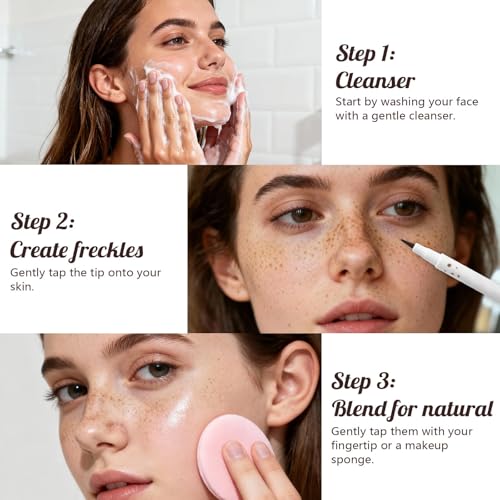 Janwana Natural Freckle Pen 2-Pack - Waterproof & Long Lasting Faux Freckle Makeup Pencil, Natural Coffee