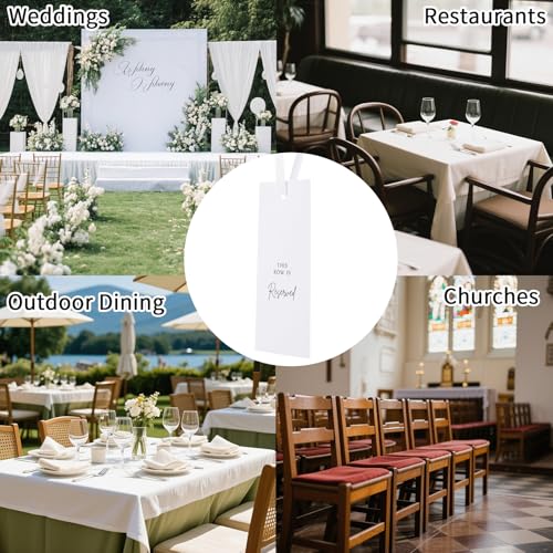 Reserved Seating Chair Signs - 12pcs White Wedding Decor with Ribbons