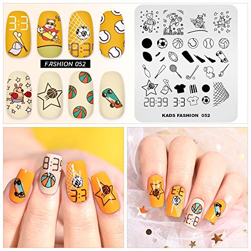 Rolabling Sport Theme Nail Stamping Plate - Football & Basketball