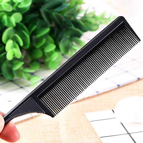 Leinuosen 9 Inch Carbon Fiber Rat Tail Comb 2 Pack Heat Resistant Fine Tooth