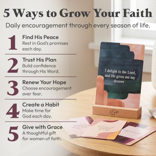 Biblical Affirmations for Women - 50 Daily Scripture Cards with Stand