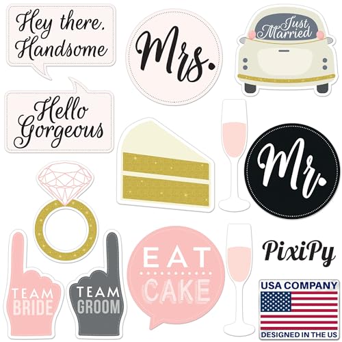 Black & Blush Wedding Photo Booth Props - 12 Fun Pieces