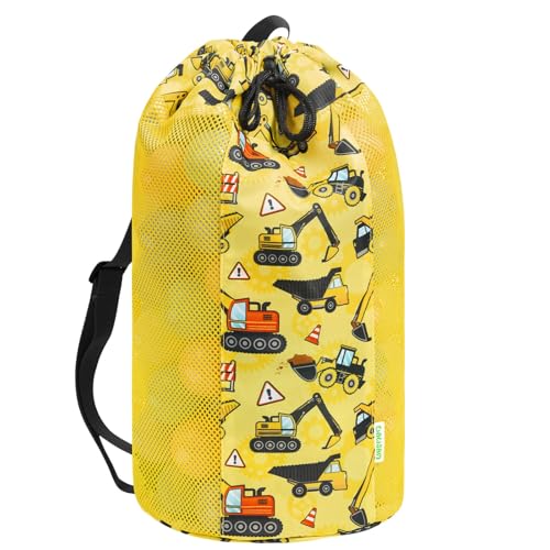 Truck Mesh Beach Bag for Kids - Large Drawstring Tote for Toys