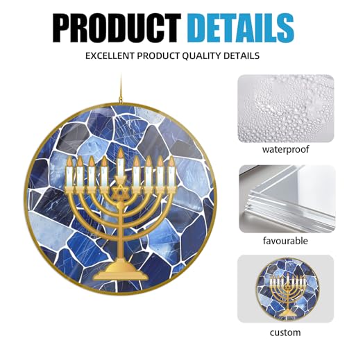 Hanukkah Ornaments 2-Pack - Star of David & Menorah Acrylic Decor