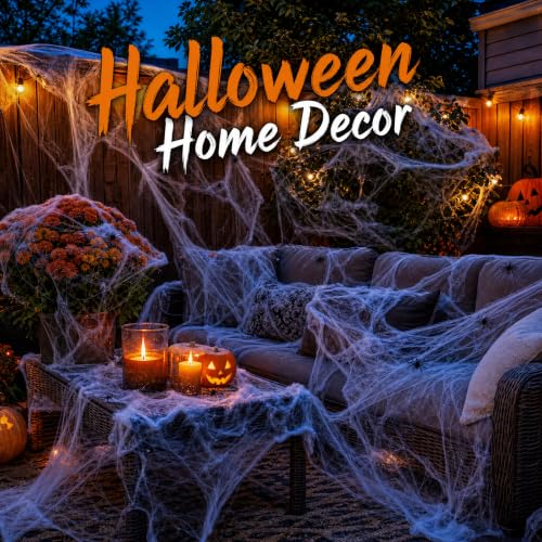 200 Sq Ft Spider Web with 10 Artificial Spiders - Halloween Decor